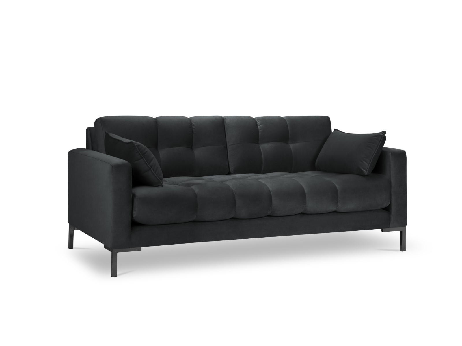 SOFA Mamaia aus Samt dunkelgrau 2 Sitzplätze - Dunkelgrau, Textil (92/75/152cm) - Micadoni