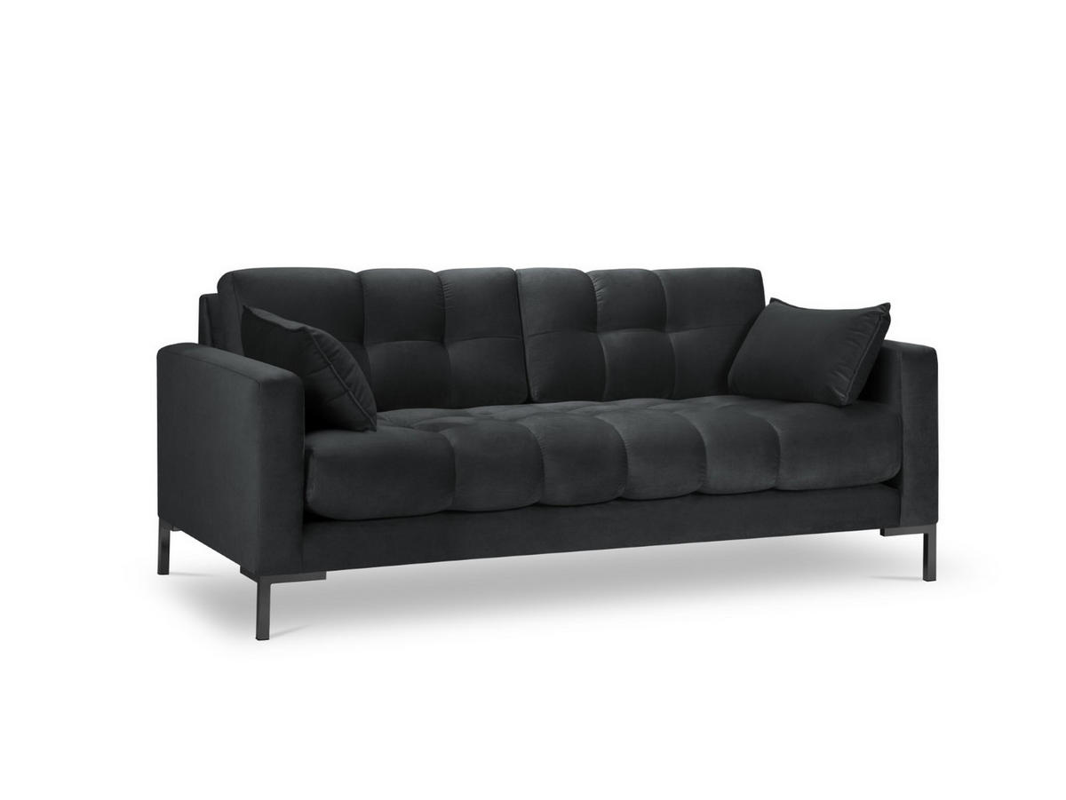 SOFA Mamaia aus Samt dunkelgrau 2 Sitzplätze - Dunkelgrau, Textil (92/75/152cm) - Micadoni
