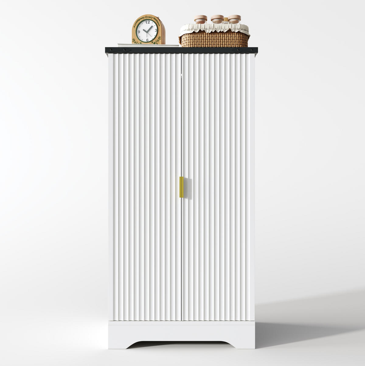ANRICHTE Hochschrank 120/60,5/40 cm aus MDF mit LED-Sensorlicht und verstellbaren Einlegeböden Weiß - Weiß, Holzwerkstoff (60.5/120/40cm) - Modenvie