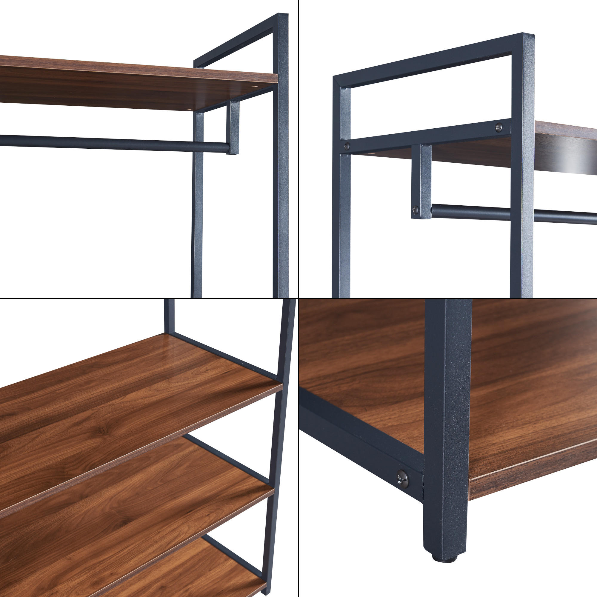 GARDEROBENSTÄNDER Larem - Walnussfarben/Schwarz, Holzwerkstoff/Metall (84/180/40cm) - [en.casa]