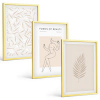 BILDER SET 3er Set - 40x60 cm Goldrahmen - Minimalistische botanische Motive - Goldfarben, Kunststoff (40/60cm) - TULUP