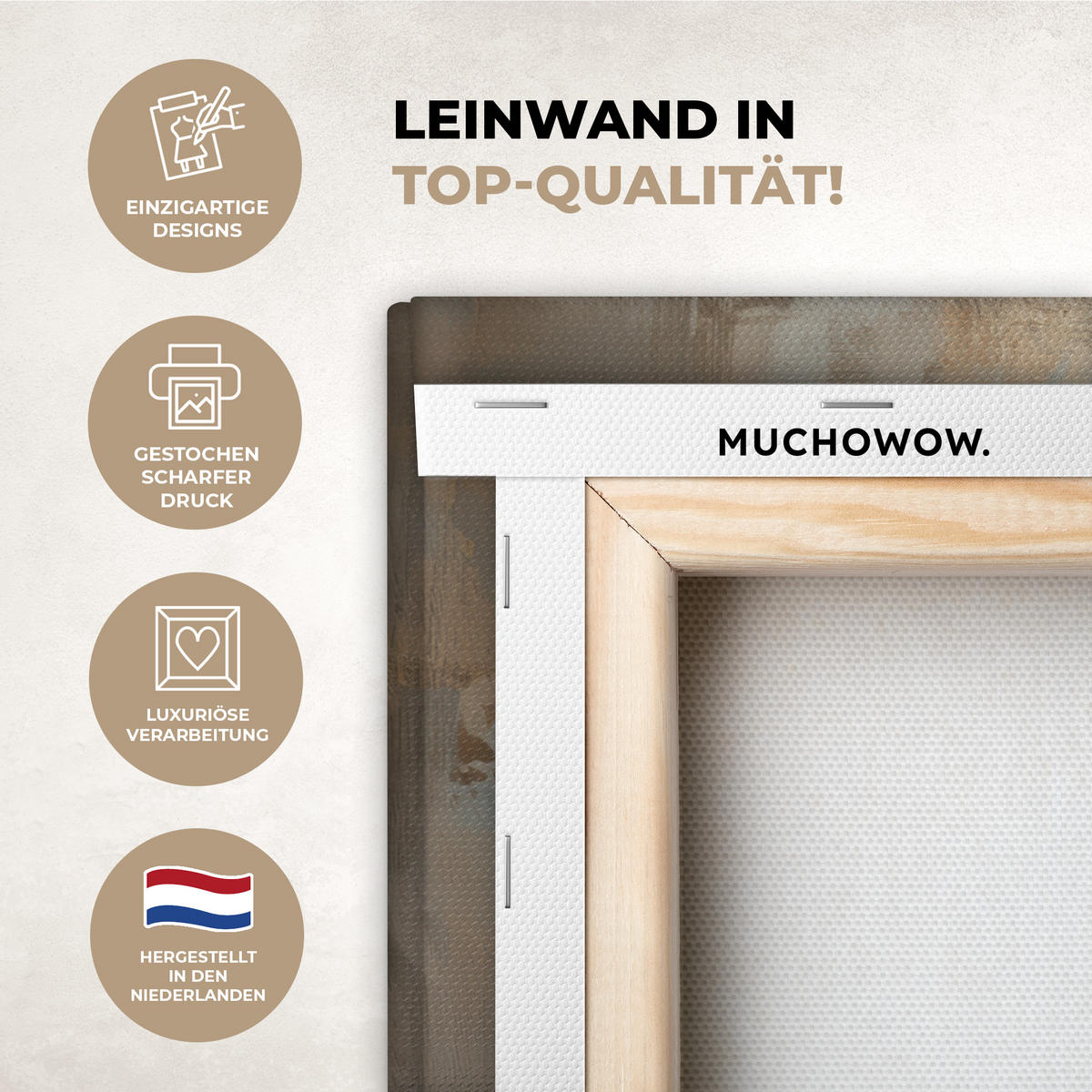 LEINWANDBILD Abstrakt - Kreuz - Hand - Christentum Wanddeko 90x60 cm - Hellbraun, Textil (90/60cm) - MuchoWow