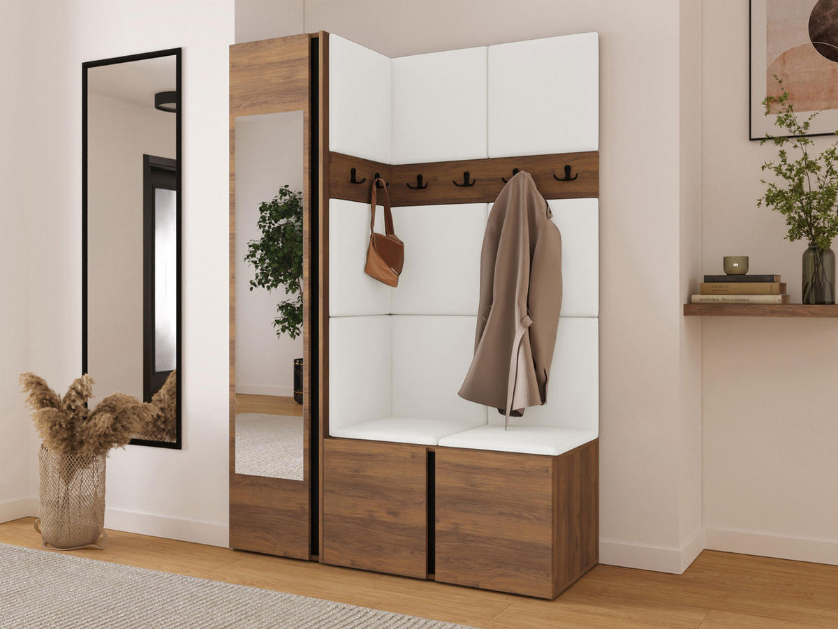 MOBILIER PENTRU HOL Orion X - alb/culoare lemn de nuc, material plastic/compozit lemnos (124/186/46cm) - MIRJAN24