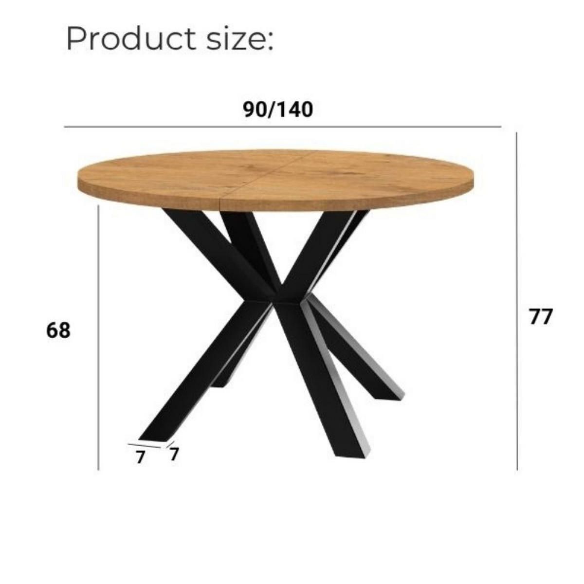 ESSTISCH RAL mit Holzbeinen, Durchmesser: 90 / 140 cm Schwarz / Buche Natur - Buchefarben/Schwarz, Holz (90/140/77cm) - Dekori_Interiors