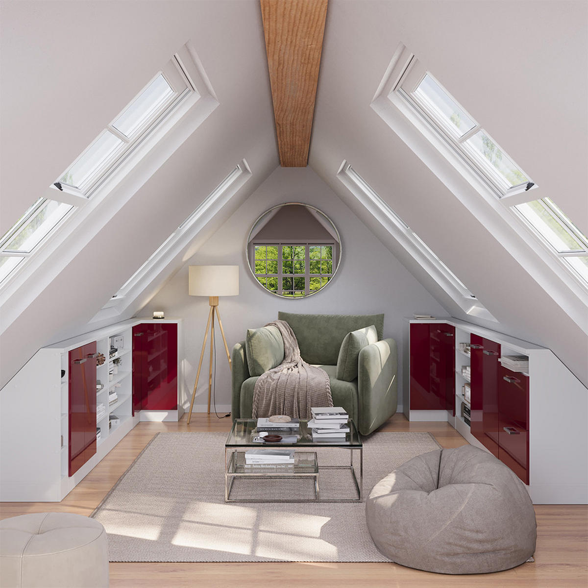 DACHSCHRÄGENSCHRANK ECKSCHRANK Rion Rot Hochglanz/Weiß 75.6 x 81.6 cm mit 1 Tür - Rot/Weiß, Holzwerkstoff (75.6/81.6/75.6cm) - Vicco