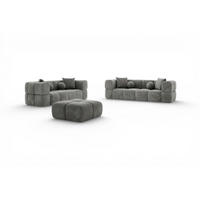 SOFASET Vega 3-2 Inkl. Hocker - Grau, Holzwerkstoff/Textil (250/77/103cm) - Fun Möbel