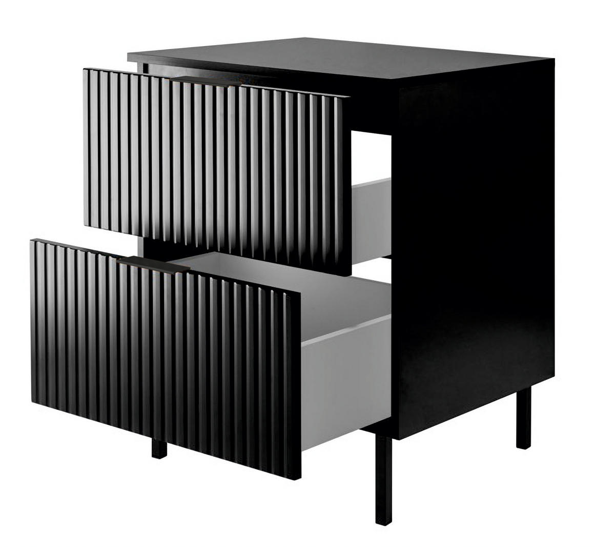 WASCHBECKUNTERSCHRANK, Weiß, 60 x 77 x 46 cm, silberner Griff, schwarze Beine + Arbeitsplatte - Schwarz, Holzwerkstoff (60/77/46cm) - 3XE LIVING