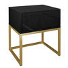 NACHTTISCH BLANCO GOLD auf goldenem Gestell Schwarz PUSH OPEN - Schwarz Hochglanz, Holzwerkstoff (45/53/36.6cm) - Lookway