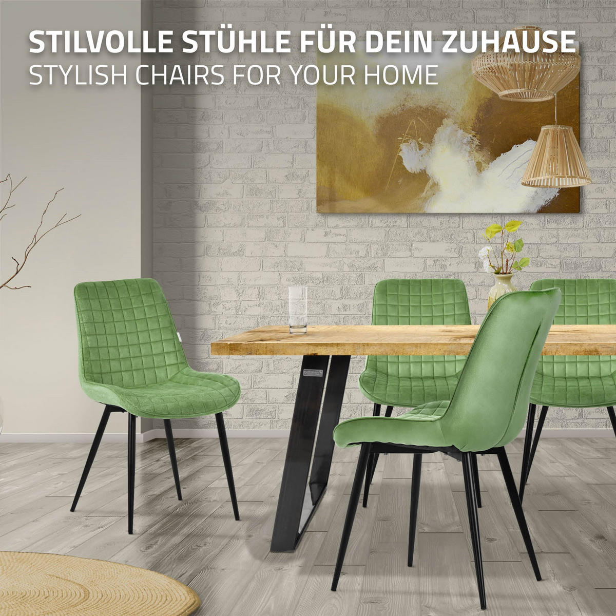 JÍDELNÍ ŽIDLE, SADA 4 KS, šalvějový samet - černá/šalvějově zelená, kov/textil (52/89/60cm) - ML-DESIGN