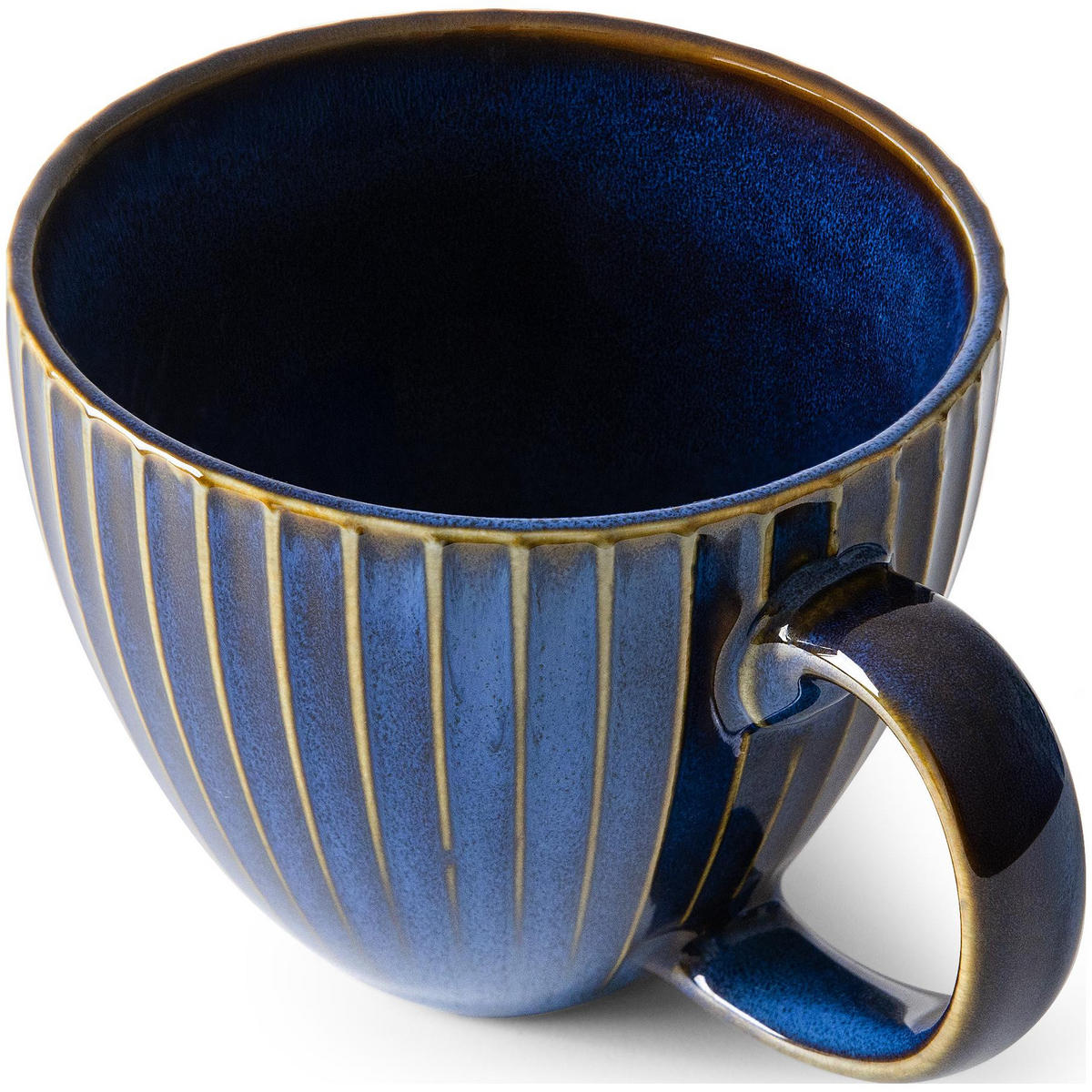 GROẞE TASSE AD STRIPES, 6-tlg - Dunkelblau, Keramik (10/9/14.5cm) - KONSIMO®