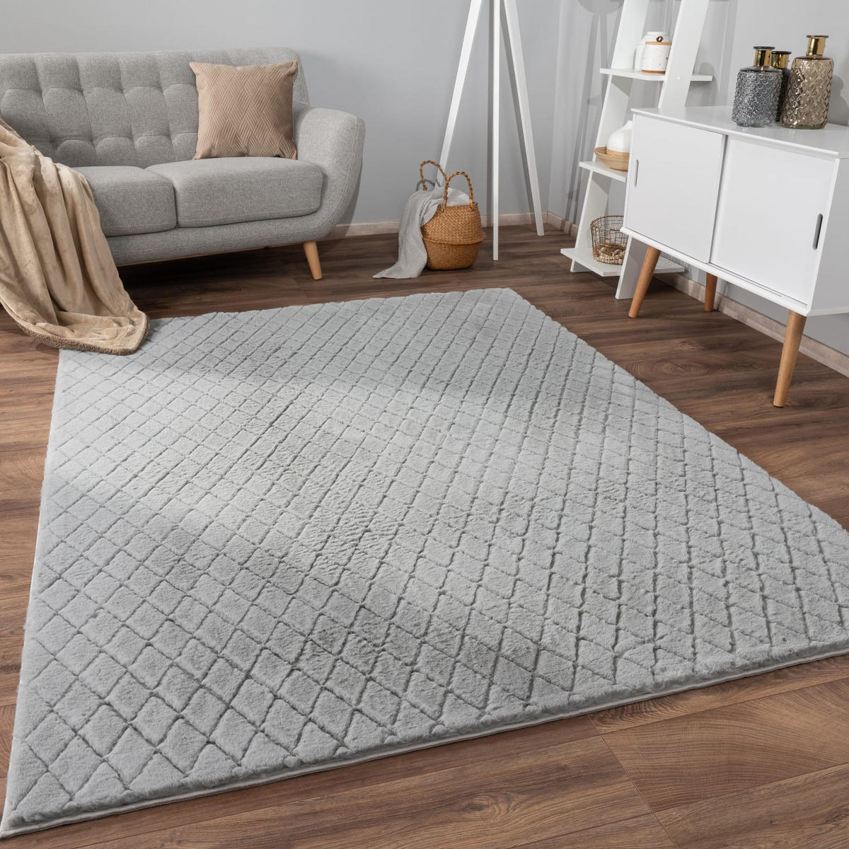 HOCHFLORTEPPICH, mit Struktur, Florhöhe 22 mm, Grau, 160 x 220 cm - Grau, Textil (160/220cm) - KADIMA DESIGN