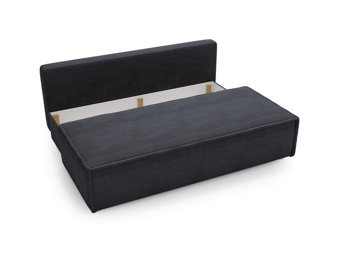 SCHLAFSOFA Mit Bettkasten DUO Poso Stoff Dunkelgrau - Dunkelgrau, Holz (198/89/90cm) - Kaiser Möbel