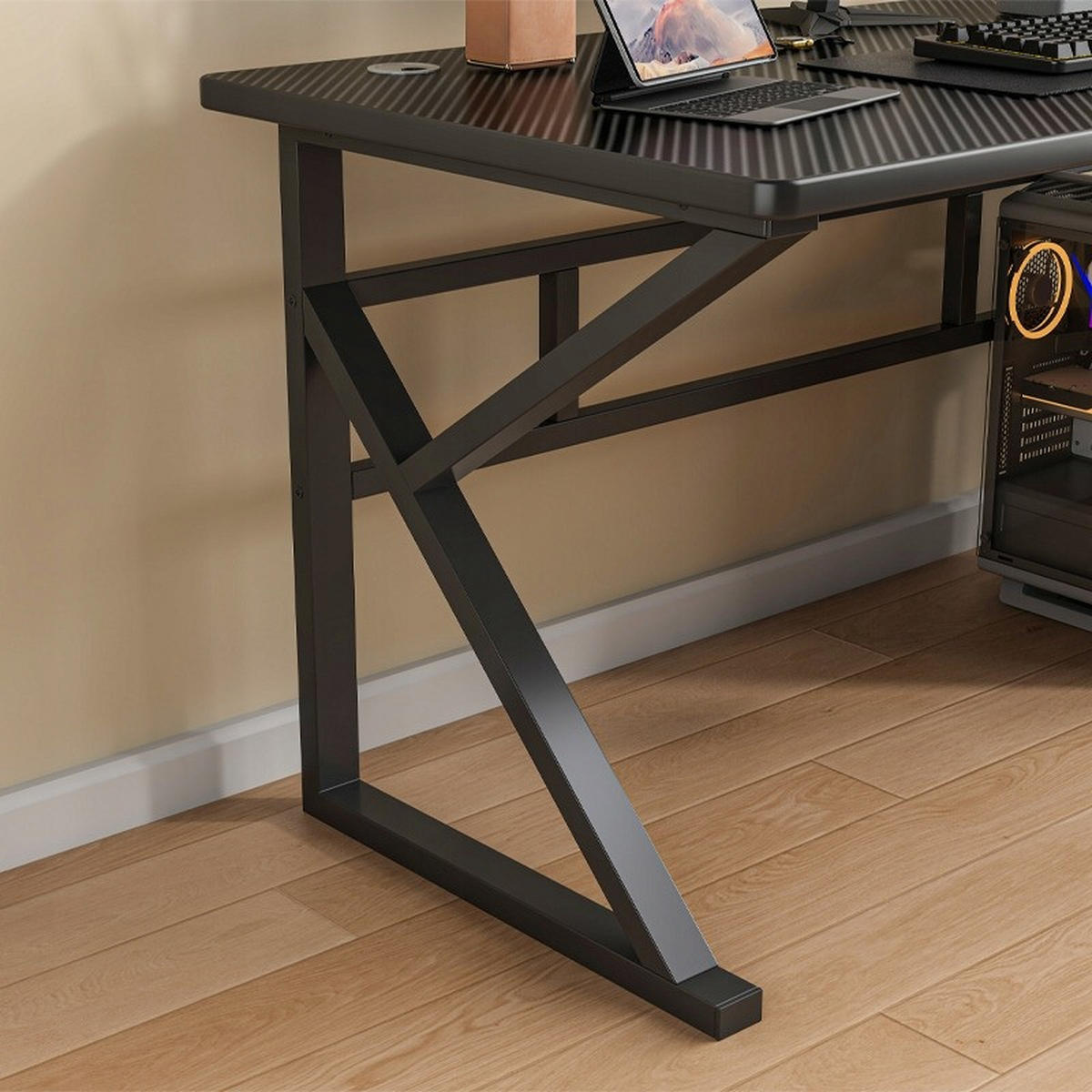 SCHREIBTISCH, schwarz 120/74/60cm - Schwarz, Holzwerkstoff (60/120/74cm)