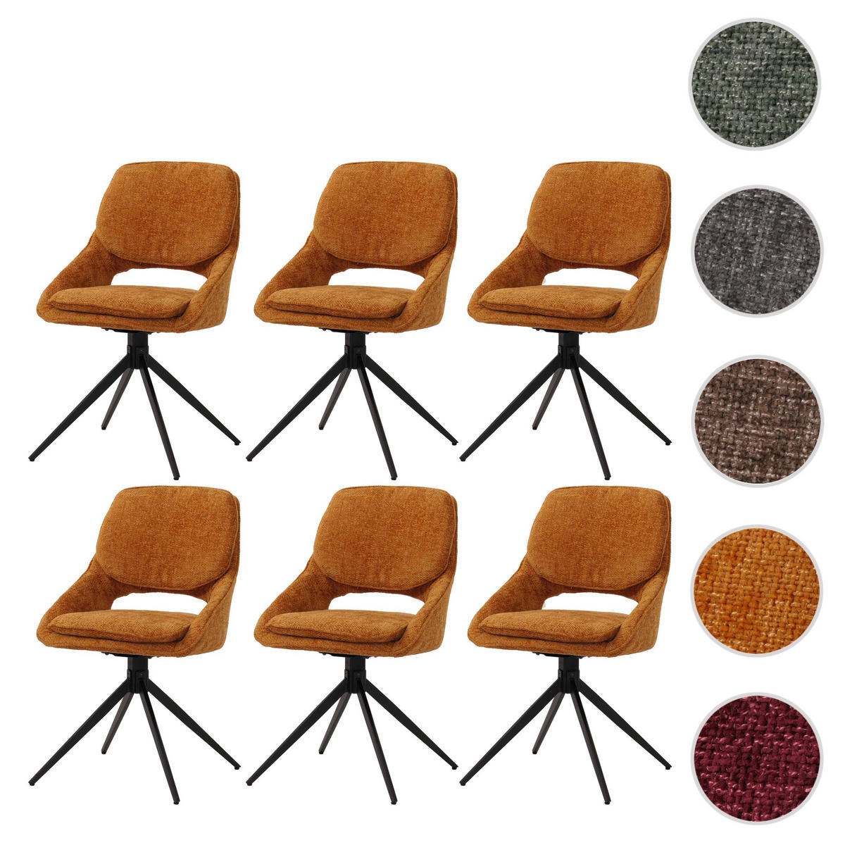 ESSZIMMERSTUHL Gelb 6er-Set - Gelb, Textil (55/87/55cm) - MCW