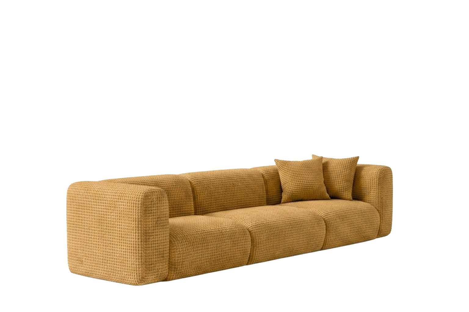 SOFA 3-Sitzer, Chenille-Stoff Cremona, Golden, GRETA - Goldfarben, Holz (319/70/89cm) - Kaiser Möbel