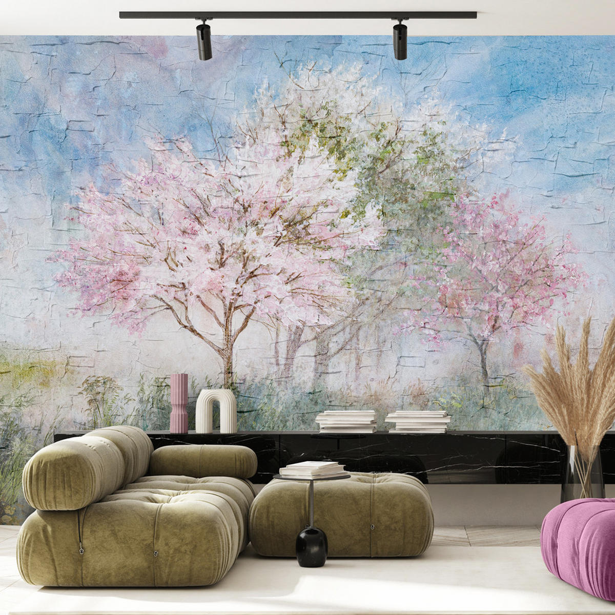 FOTOTAPETE, Ein blühender Baum in der alten Wiese - Multicolor, Papier (300/210cm) - Feeby