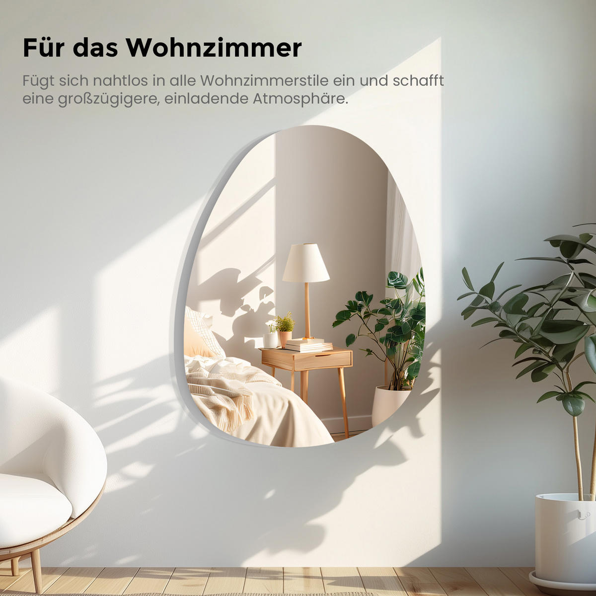 BADEZIMMERSPIEGEL 60/45 cm asymmetrisch ohne Rahmen - Transparent, Glas (45/60/1cm) - S'AFIELINA