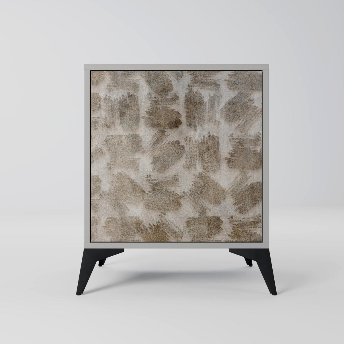 SIDEBOARD SLIGHTLY BLURRED, Grau, 57,5x42x72,5 cm, Schwarze Metallfüße - Multicolor/Schwarz, Holzwerkstoff/Metall (57.5/72.5/42cm) - SpaceRebels