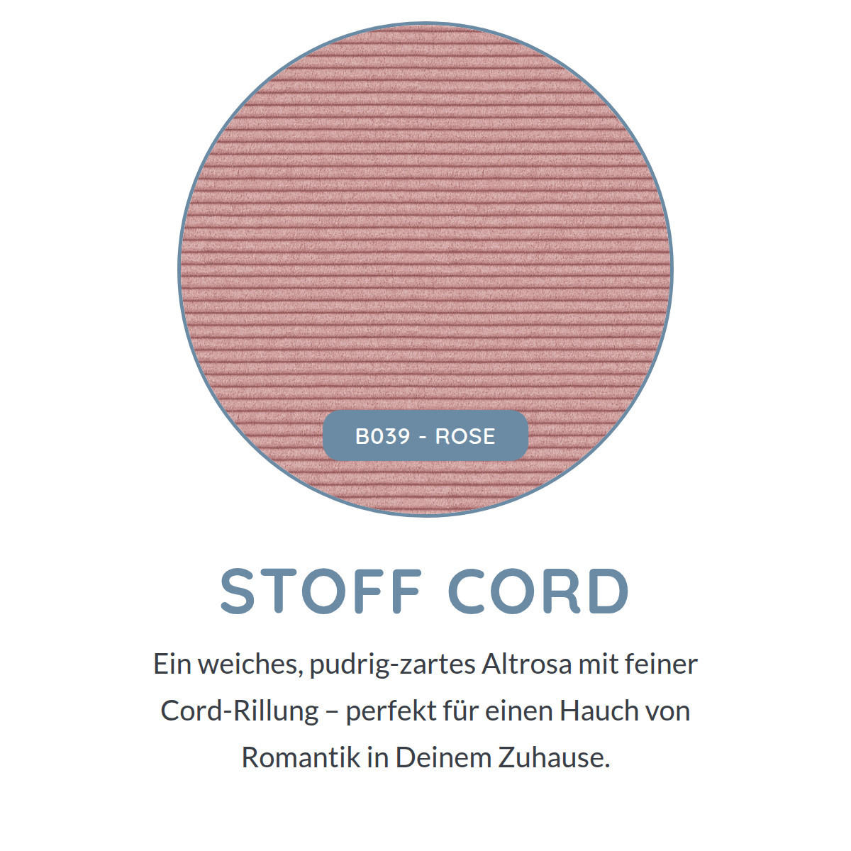 2,5-SITZER Umea Cord Rosa 194/106/78 cm - Altrosa, Kunststoff/Textil (194/78/106cm) - foamnova