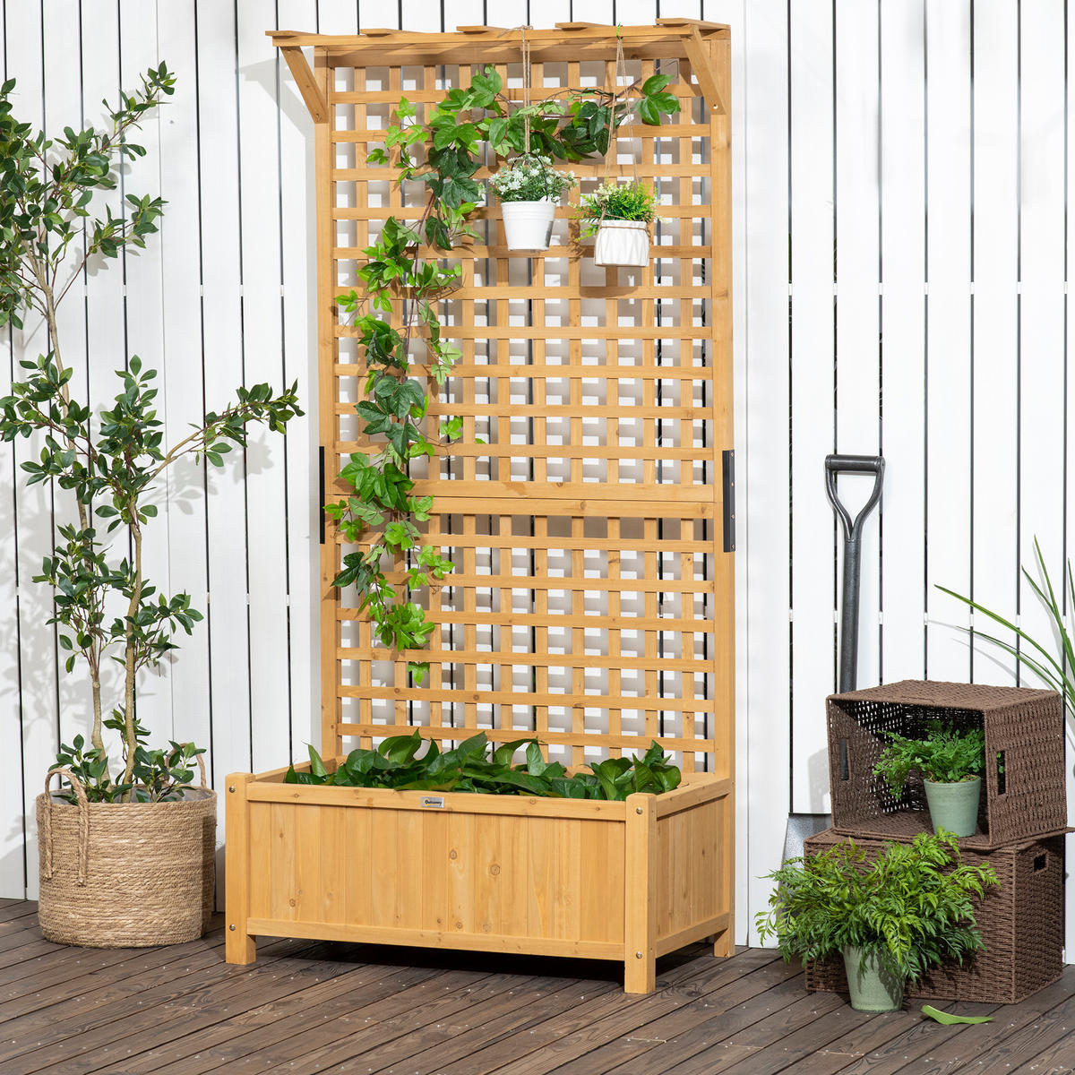 HOCHBEET 90x45x183 cm Holz Spalier - Gelb, Holz (90/183/45cm) - Fortuna Lai