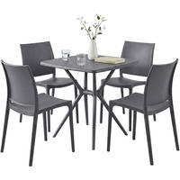 GARTENMÖBEL-SET Greta 4 Stühle 156x156x81cm Kunststoff Dunkelgrau Balkonset - Dunkelgrau, Kunststoff - DELUKE