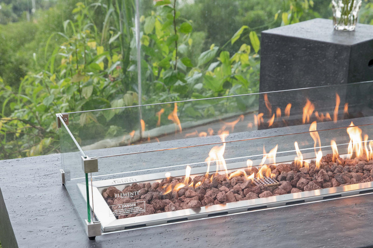 FEUERTISCH HAMPTON Gasfeuerstelle aus GF-Beton 142/35/35 cm - Dunkelgrau, Naturmaterialien (81/35/142cm) - Elementi