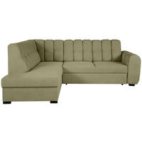 ECKSCHLAFSOFA Zoja links grün - Schwarz/Grün, Textil (261/193cm) - Beautysofa