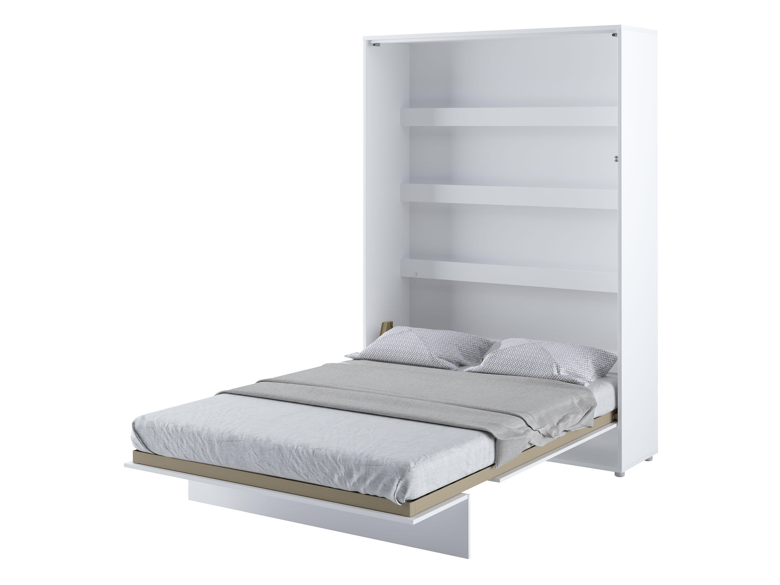SCHRANKBETT Bed-Concept BC-01 140x200 mit weißer LED Beleuchtung - Weiß/Grau, Holz/Holzwerkstoff (140/200cm) - MIRJAN24