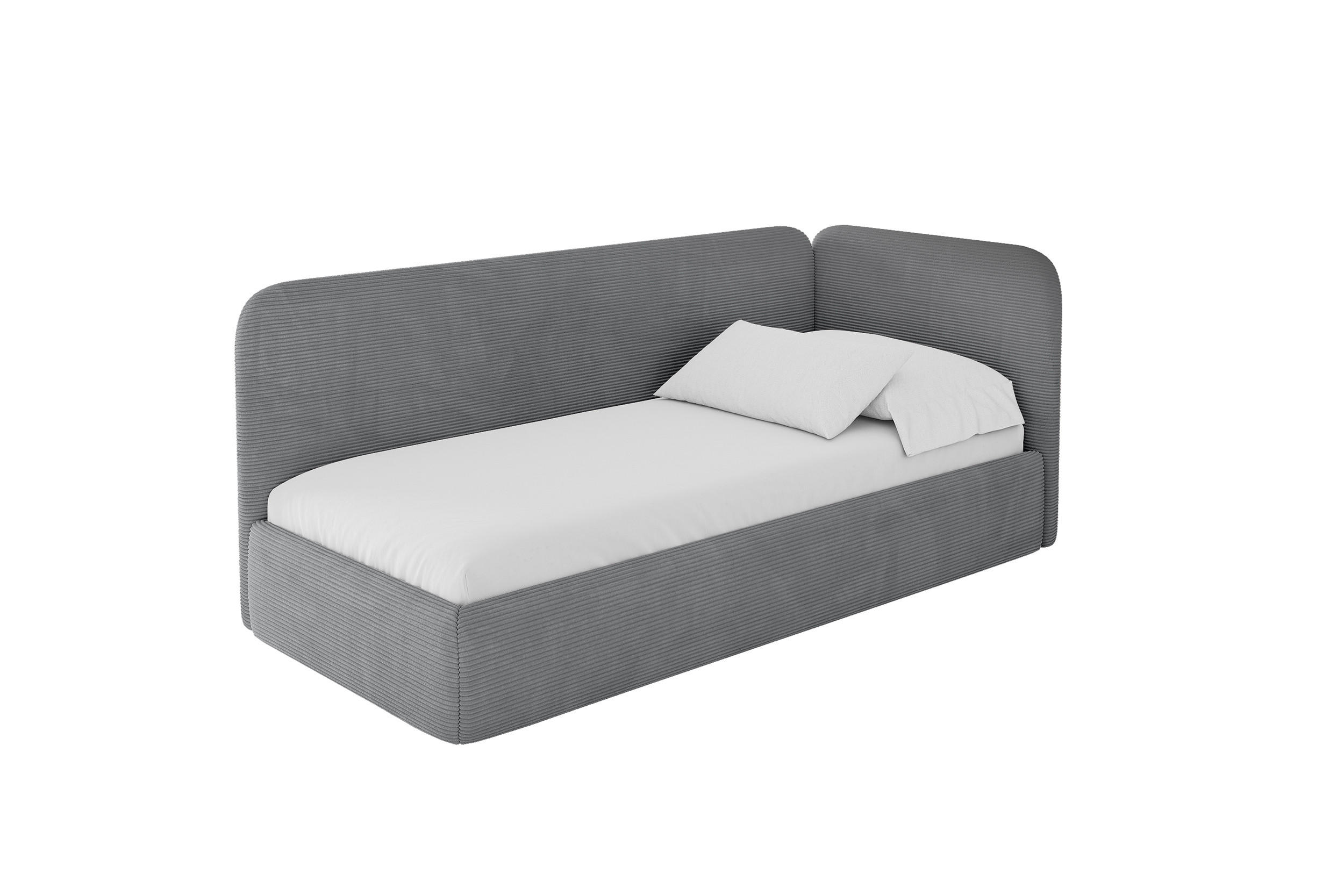 ALTDECOR JEDNOLŮŽKOVÁ POSTEL pro mládež s úložným prostorem a matrací H3/H4, vlevo - ELSY 100x200 tmavě šedá
