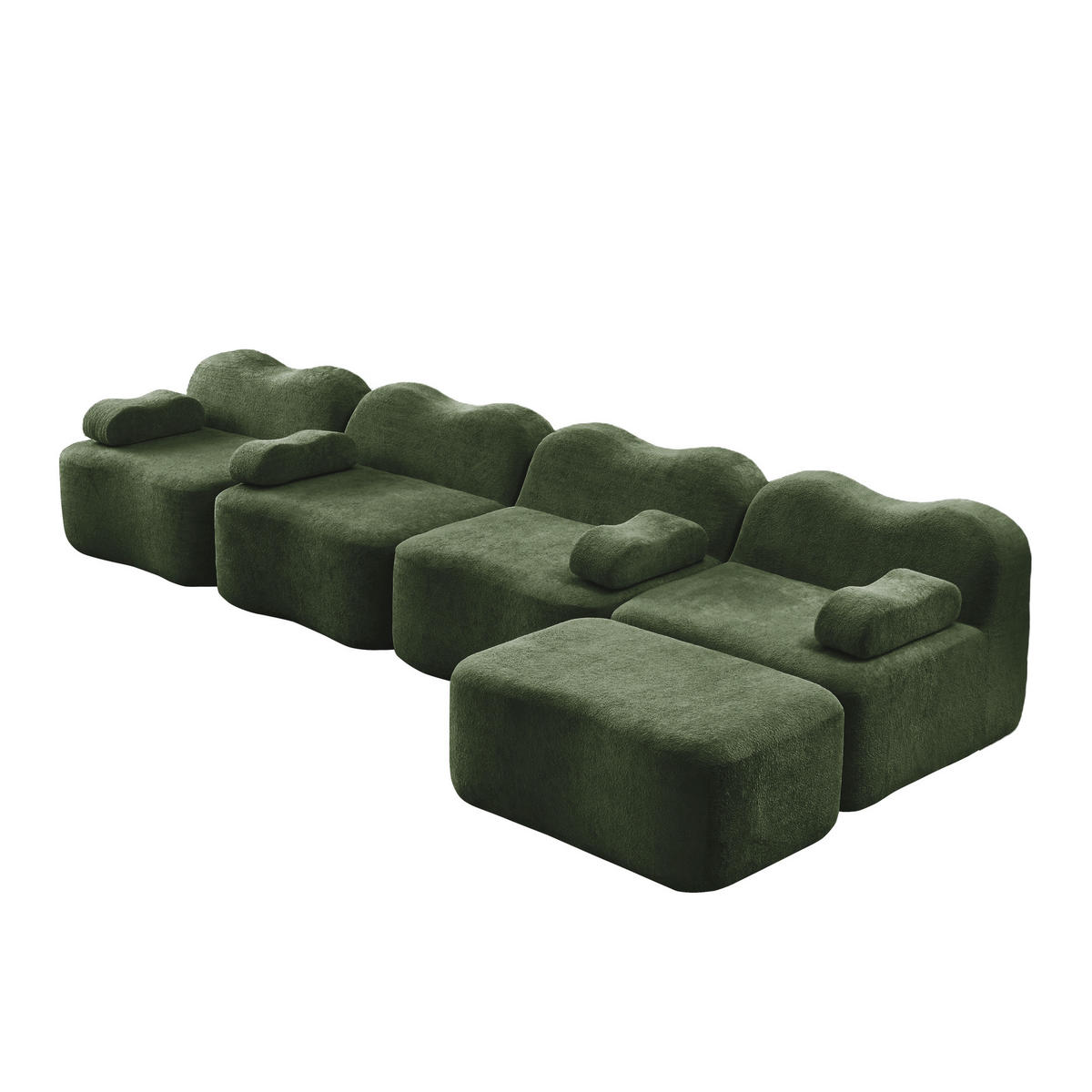 ECKSOFA 384/167/70 cm Grün mit 1 Fußhocker und bewegliches Armlehnenkissen - Grün, Textil (384/167cm) - Oxeza