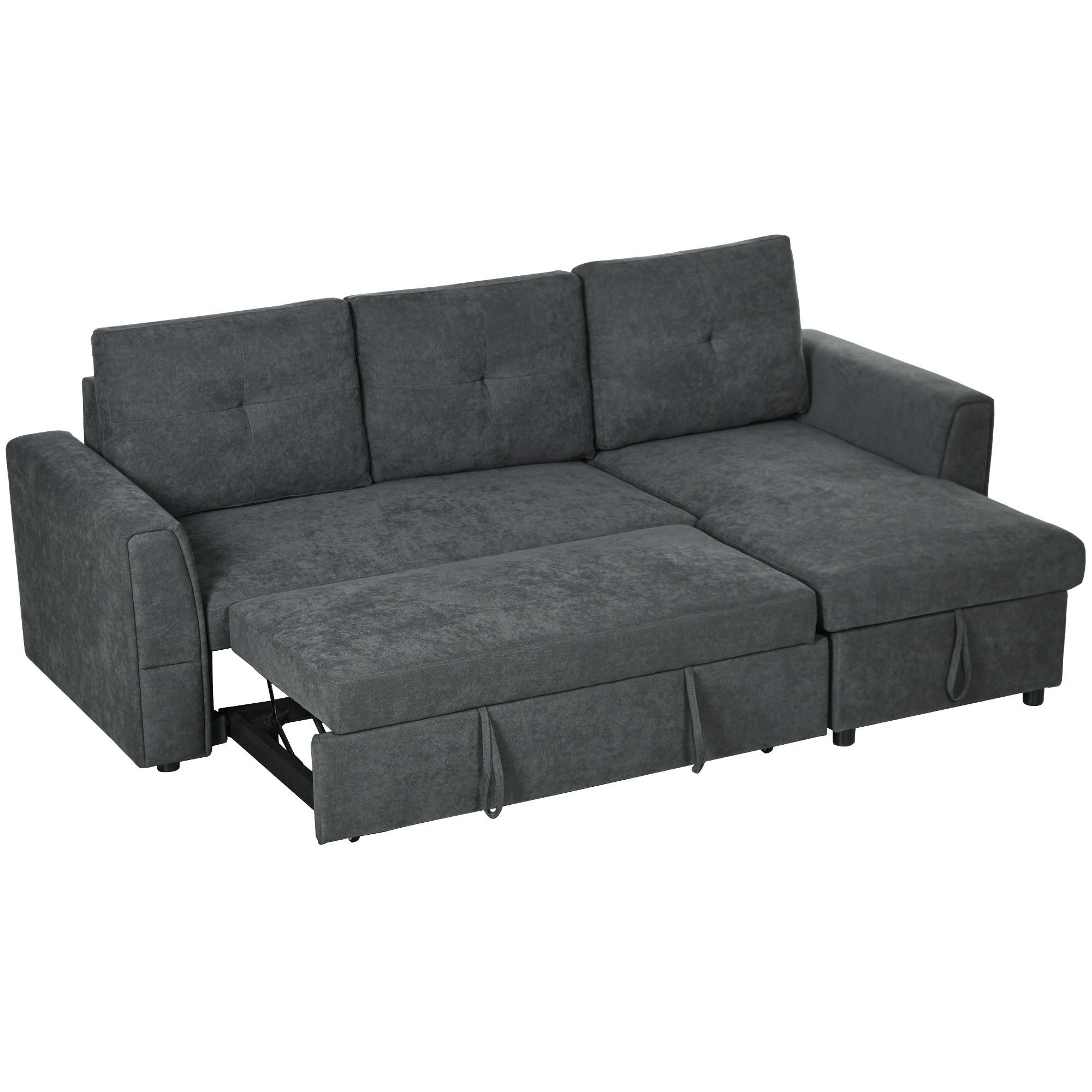 SOFA, 3-Sitzer, Chaiselongue, Schlafsofa, Bettfunktion, Polstersofa, Dunkelgrau - Multicolor, Holzwerkstoff (232/85/141cm) - FORIOUS