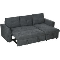 SOFA, 3-Sitzer, Chaiselongue, Schlafsofa, Bettfunktion, Polstersofa, Dunkelgrau - Multicolor, Holzwerkstoff (232/85/141cm) - FORIOUS