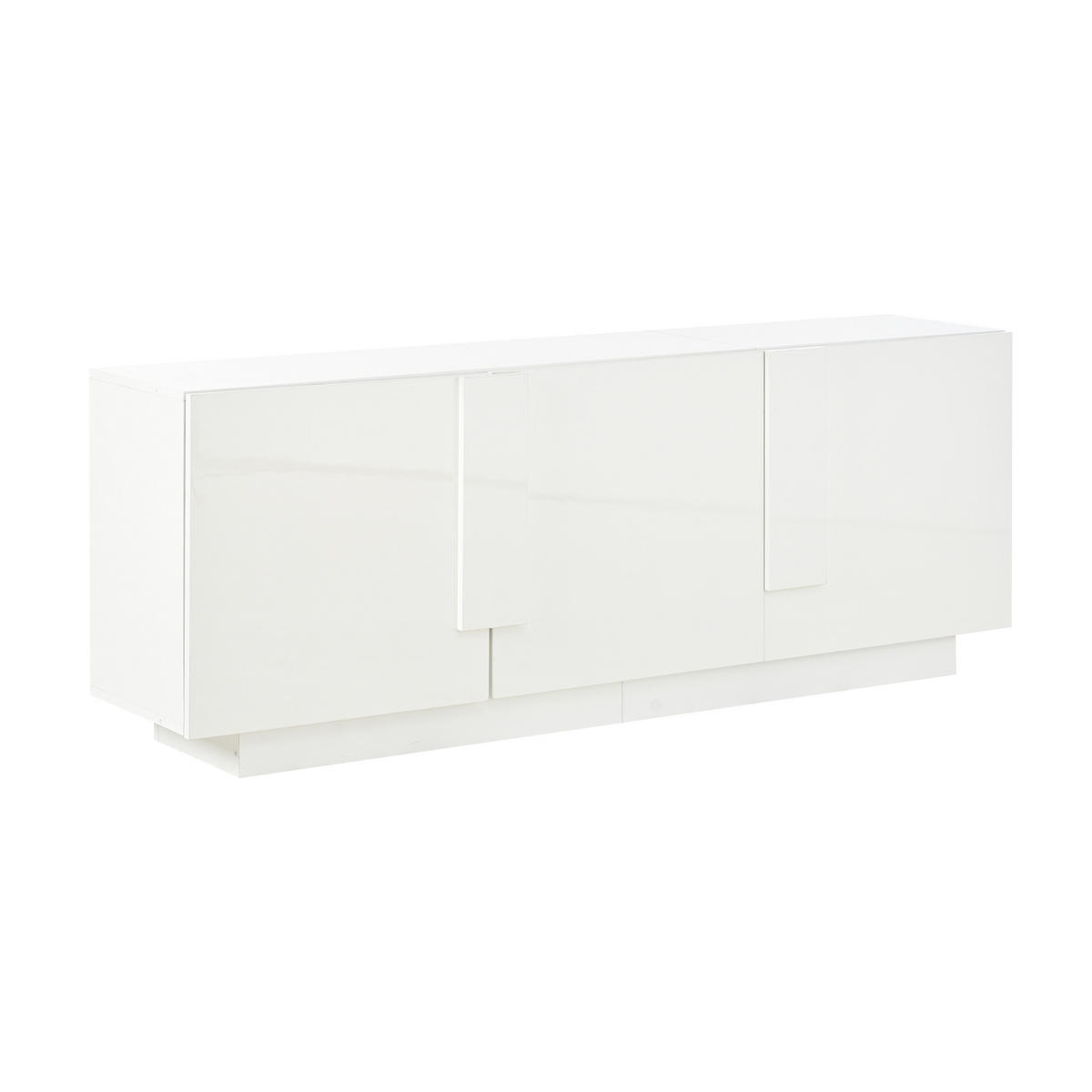 SIDEBOARD Hochglanz Minimalistisch mit Türen & verstellbaren Böden Stauraum modern Wohnzimmer Esszimmer - Weiß, Holzwerkstoff (160/60/35cm) - EVRYAE