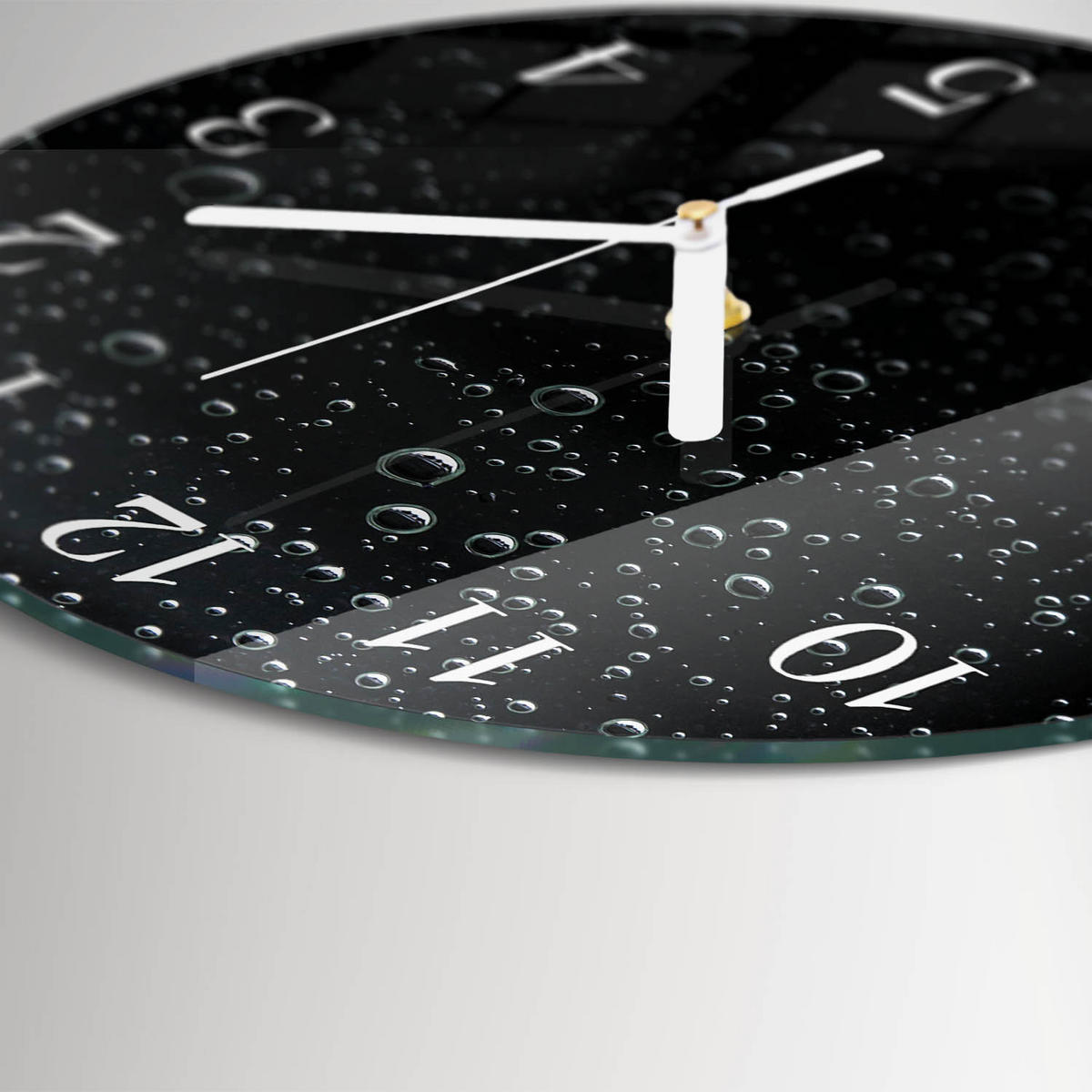 WANDUHR fi30 cm - Tropfen - Schwarz, Glas (30/30/0.4cm) - TULUP