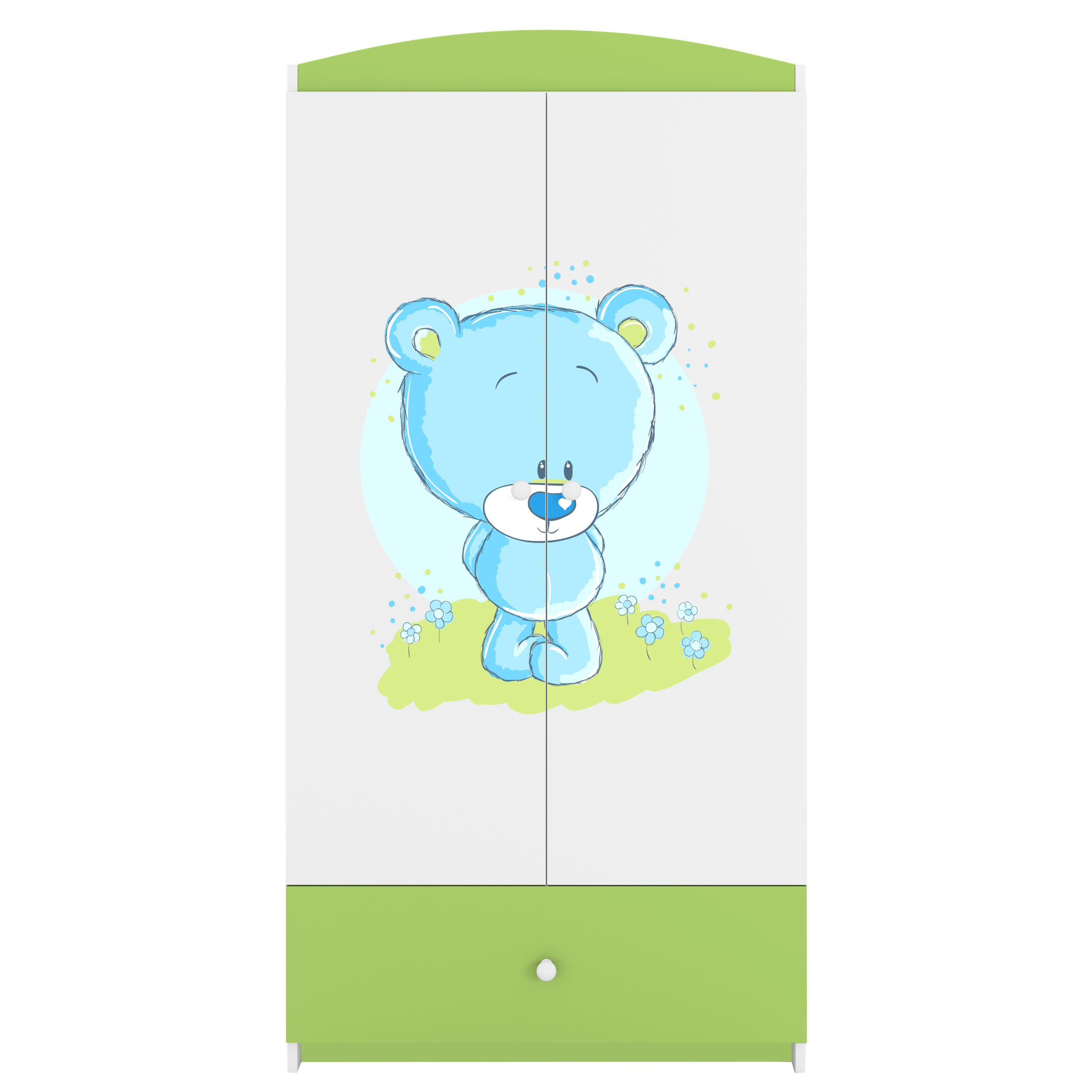 KINDERKLEIDERSCHRANK Blaubär - Grün, Holzwerkstoff (90/175/52cm) - RAUMHIRSCH FURNITURE