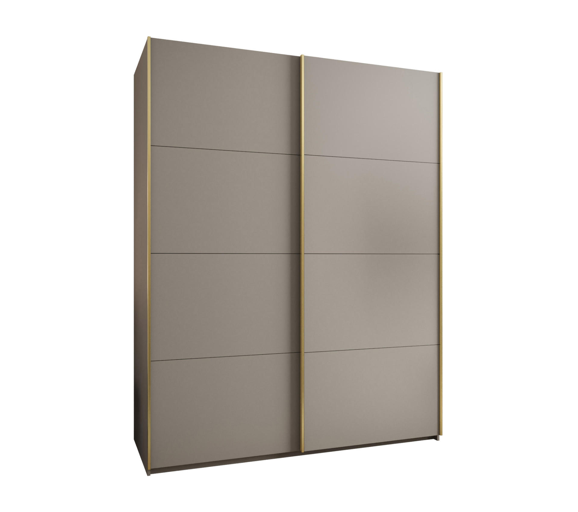 SCHWEBETÜRENSCHRANK 245,5/200/64 2-türig - Kaschmir/Goldfarben, Holz/Metall (200/245/64cm) - Abiks Möbel