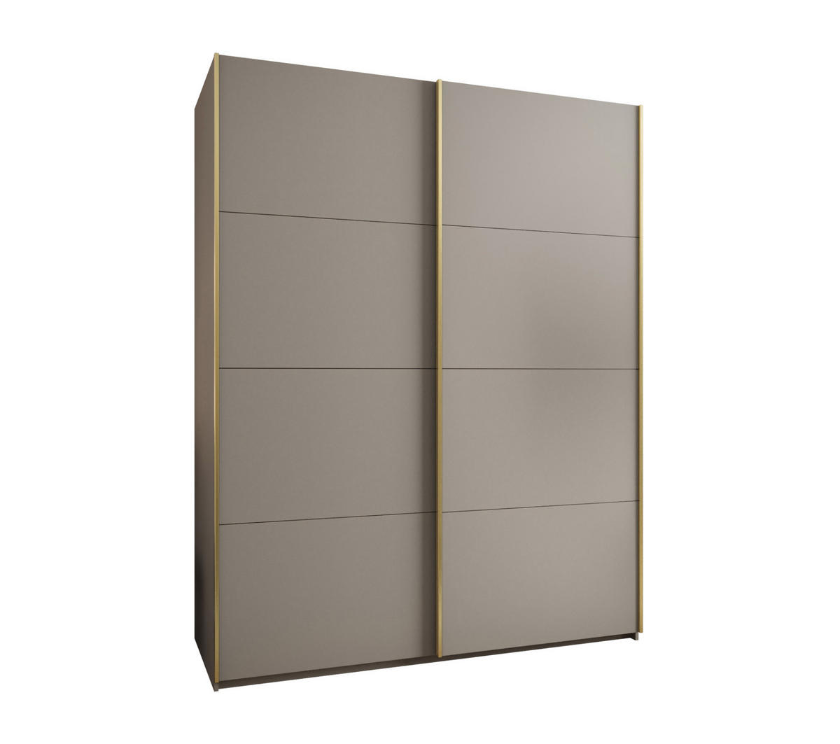 SCHWEBETÜRENSCHRANK 245,5/200/64 2-türig - Kaschmir/Goldfarben, Holz/Metall (200/245/64cm) - Abiks Möbel