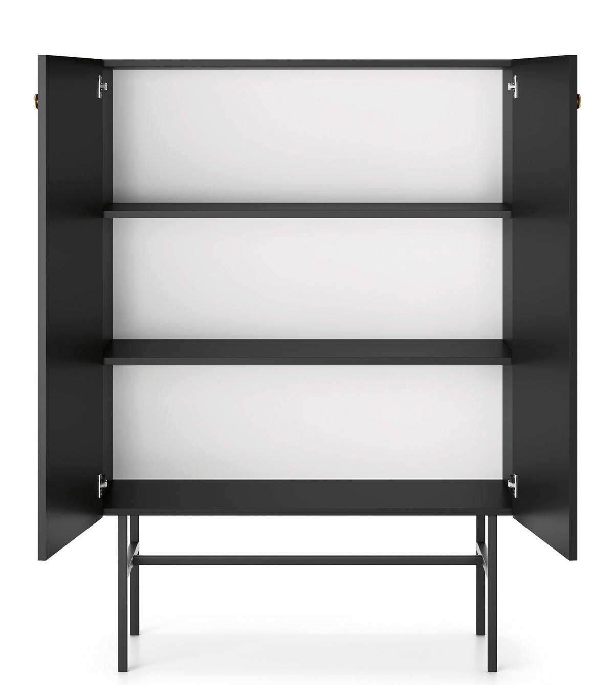HIGHBOARD Dinley 2T Schwarz 93,2/131,7/39 cm – mit schwarzen Beinen im minimalistischen Design - Schwarz, Holzwerkstoff/Metall (93.2/131.7/39cm) - AX Living