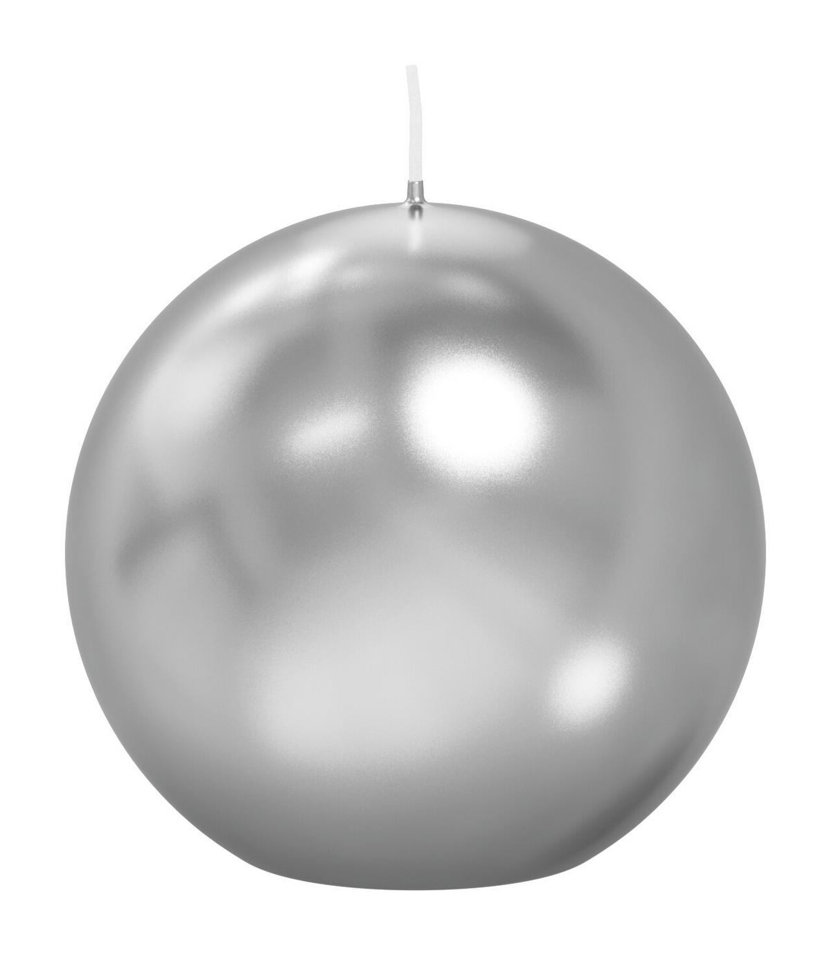 KUGELKERZEN Silber Ø 100 mm, 6 Stück - Silberfarben, Paraffin (10/10/10cm) - Wiedemann Kerzen