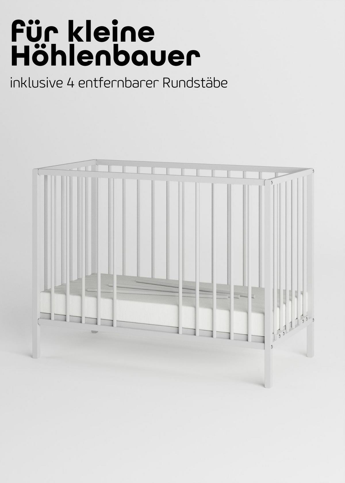 BEISTELLBETT mit Matratze Cloud Air & Umbauseite - weiß - Dreamy 4 in 1 Bett - Weiß, Holz (120/90/60cm) - Sämann – make a difference.
