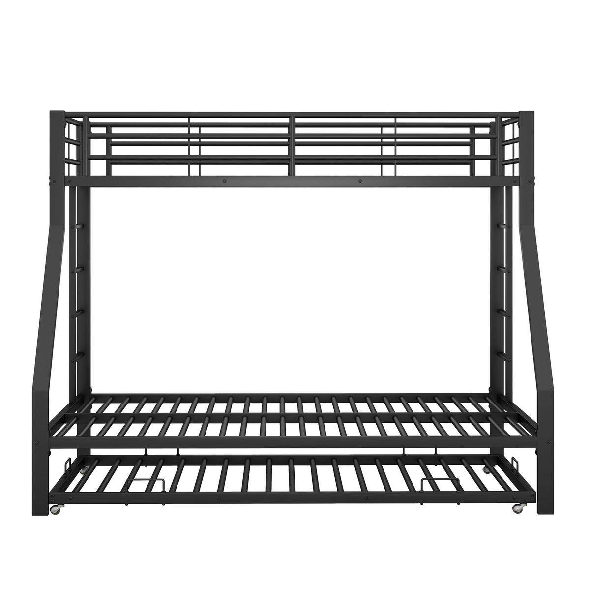 ETAGENBETT 90/140 x 200 cm aus Metall mit Ausziehbett und Leitern beidseitig - Schwarz, Metall (90/190cm) - Flora Grace