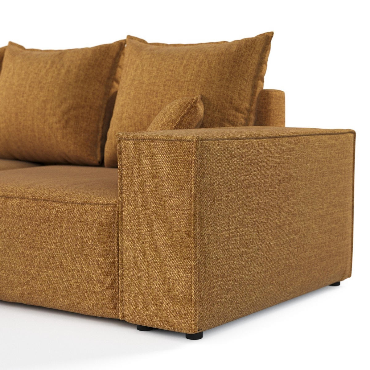 ROHOVÁ SEDAČKA SENSO, textil, Medově žlutá - černá/med, dřevo/kompozitní dřevo (255/148cm) - AltaBeds