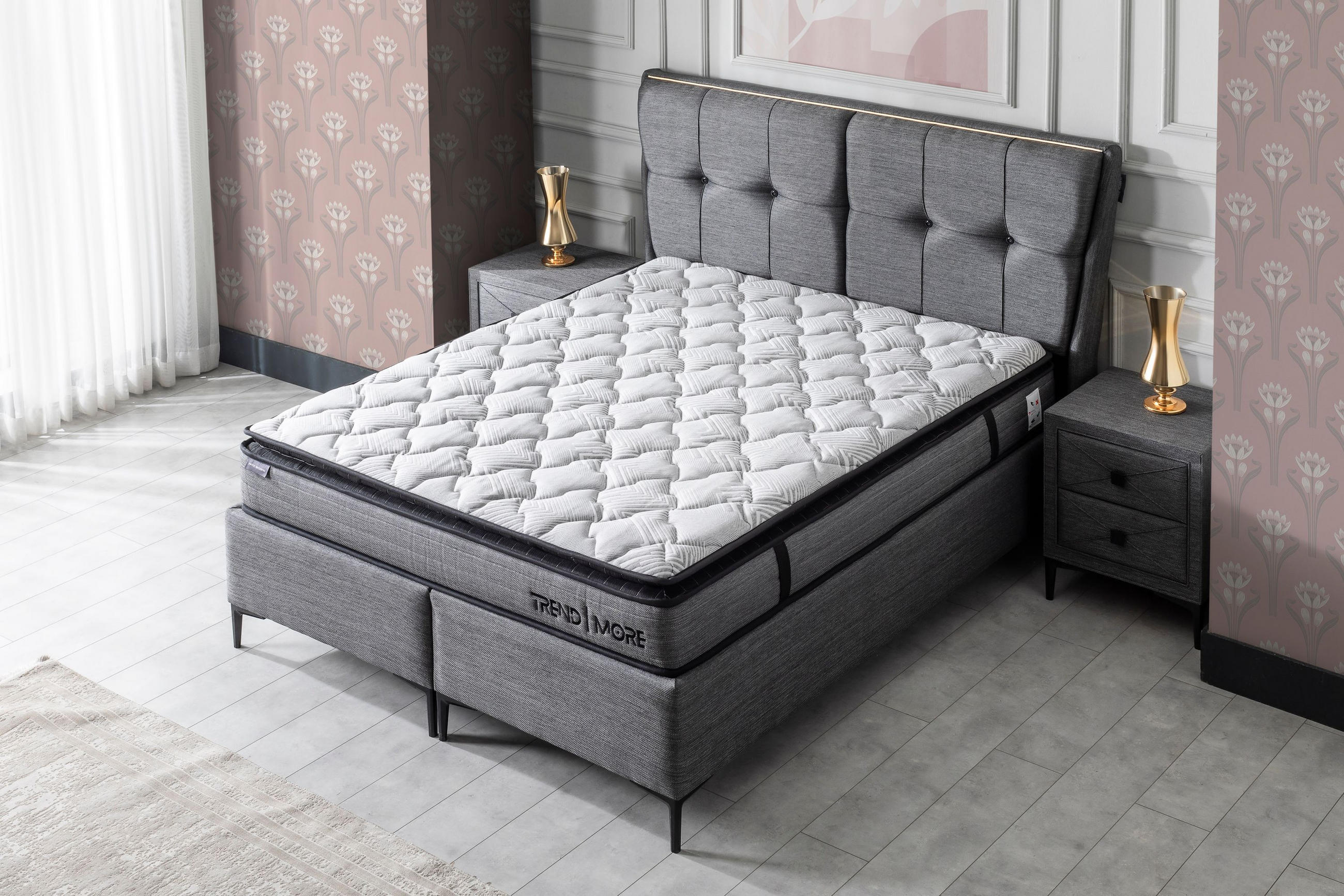 POLSTERBETT-SET Trend More 150x200 Grau - Bett inkl. Matratze - Grau, Metall (150/200cm) - Villa Möbel