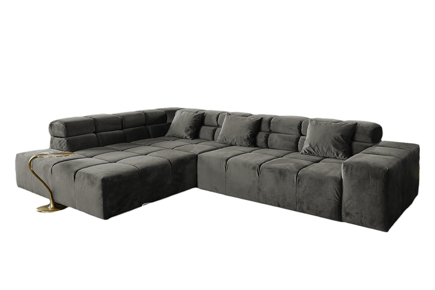 ECKSOFA MIT MOTORISCHEM SITZVORZUG NEVADA Grau Velvet - Schwarz/Grau, Textil (319/215cm) - KAWOLA
