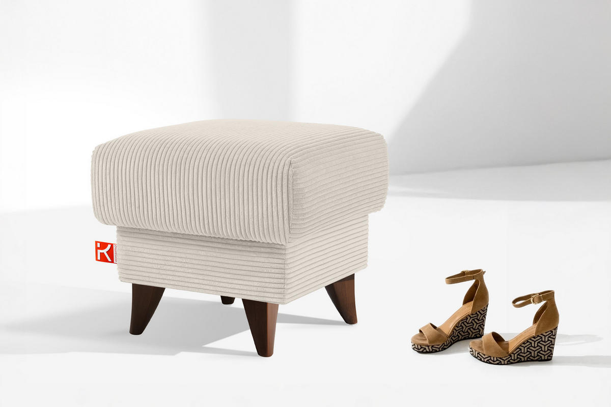 FUẞSTÜTZE GUSTAVO II, Cremefarbig - Creme/Braun, Holz/Holzwerkstoff (53/49/53cm) - KONSIMO®