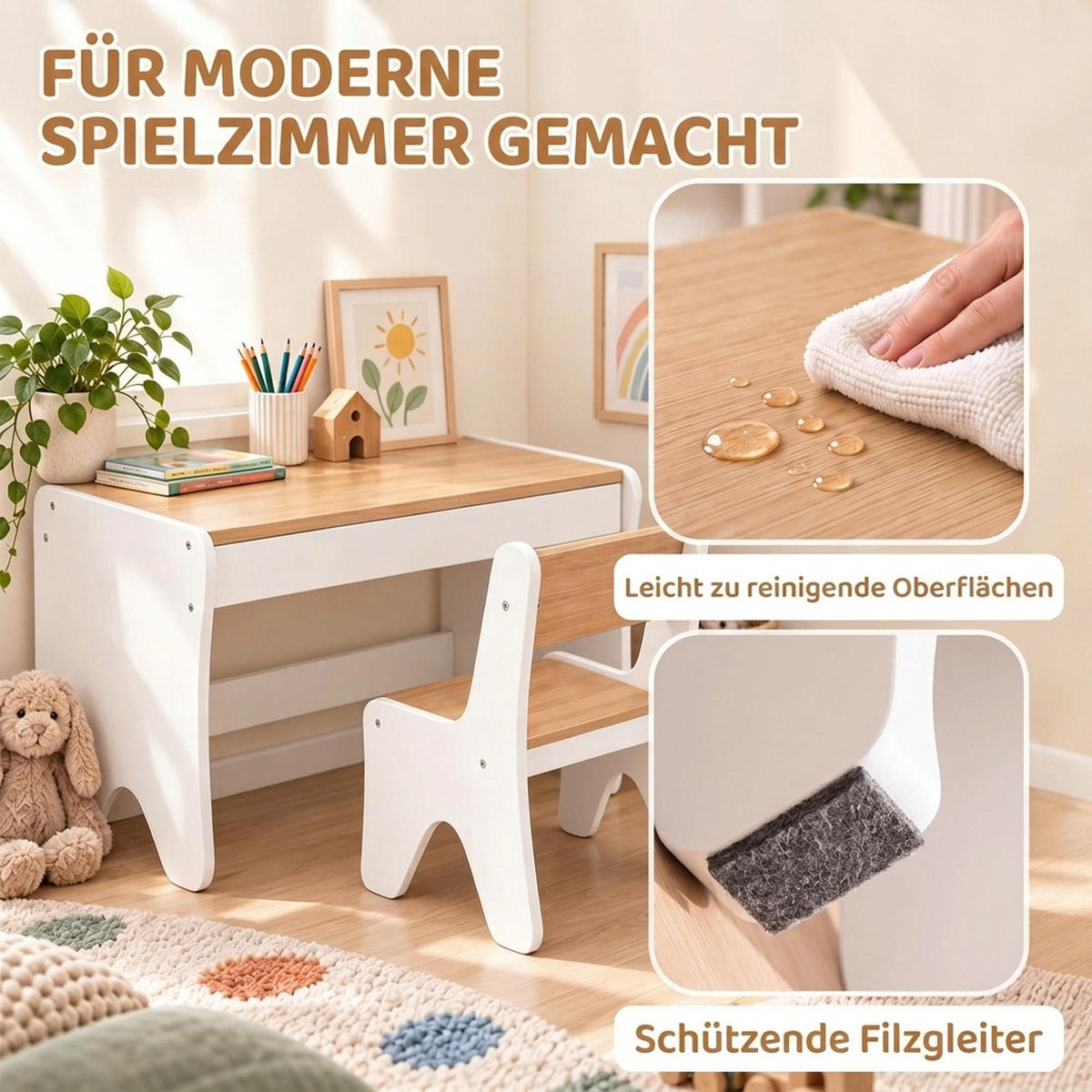 KINDERSITZGRUPPE 2er Set Spanplatte MDF Weiß - Weiß, Holzwerkstoff (45/51/69.5cm) - AIYAPLAY