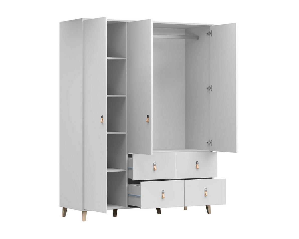 KINDERKLEIDERSCHRANK FAGOT 19 150/201/55 in Weiß Scandi-Still - Weiß, Holzwerkstoff (150/201/55cm) - Deine Möbel 24