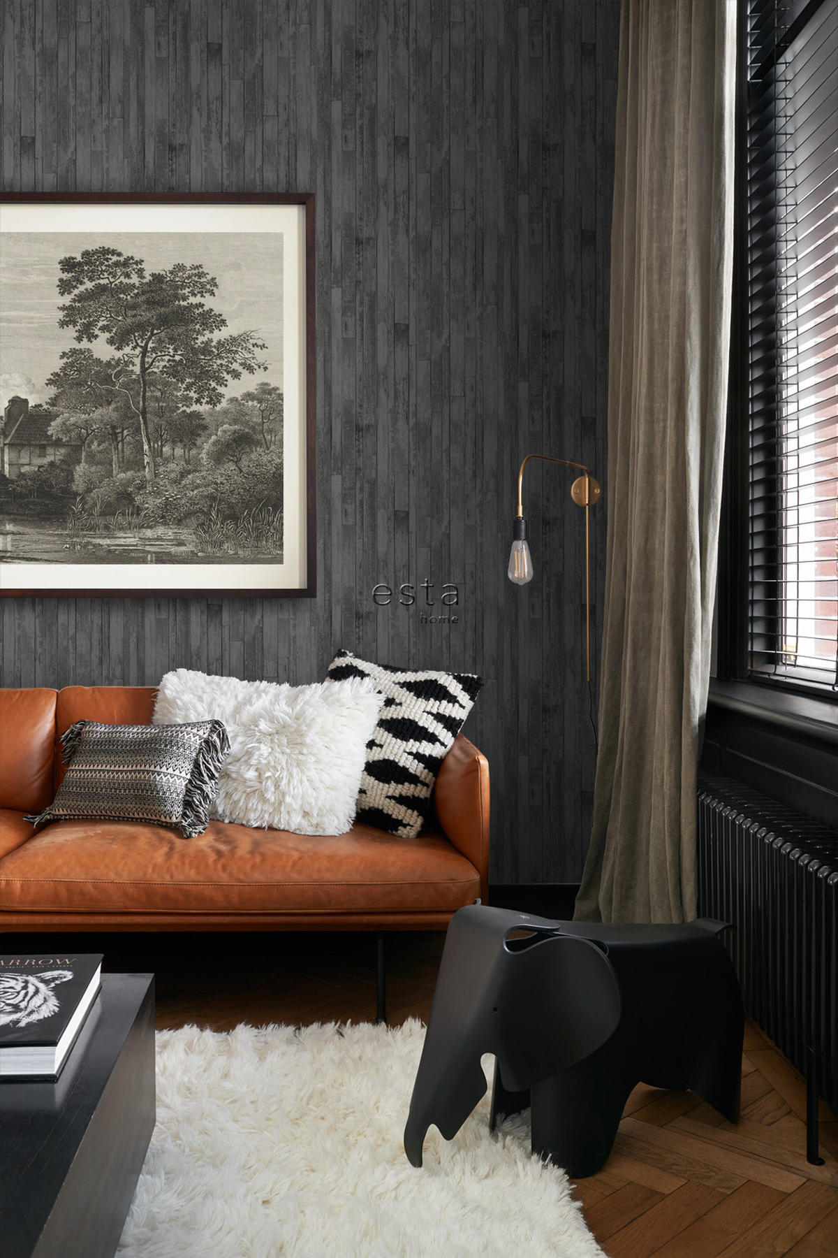 TAPETE Holz-Optik 53 cm x 10.05 m - Schwarz, Papier (53/1000cm) - ESTAhome