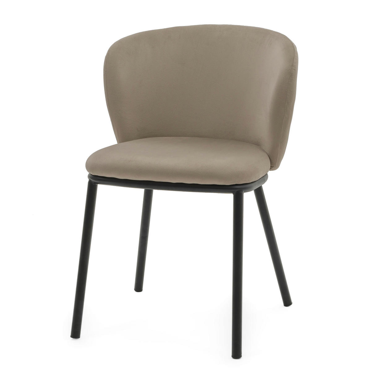 STUHL BARI gepolsterter mit Steppung - dunkelbeige - Samt Velour - Schwarz/Braun, Textil/Metall (54/81/57cm) - NEW HOME