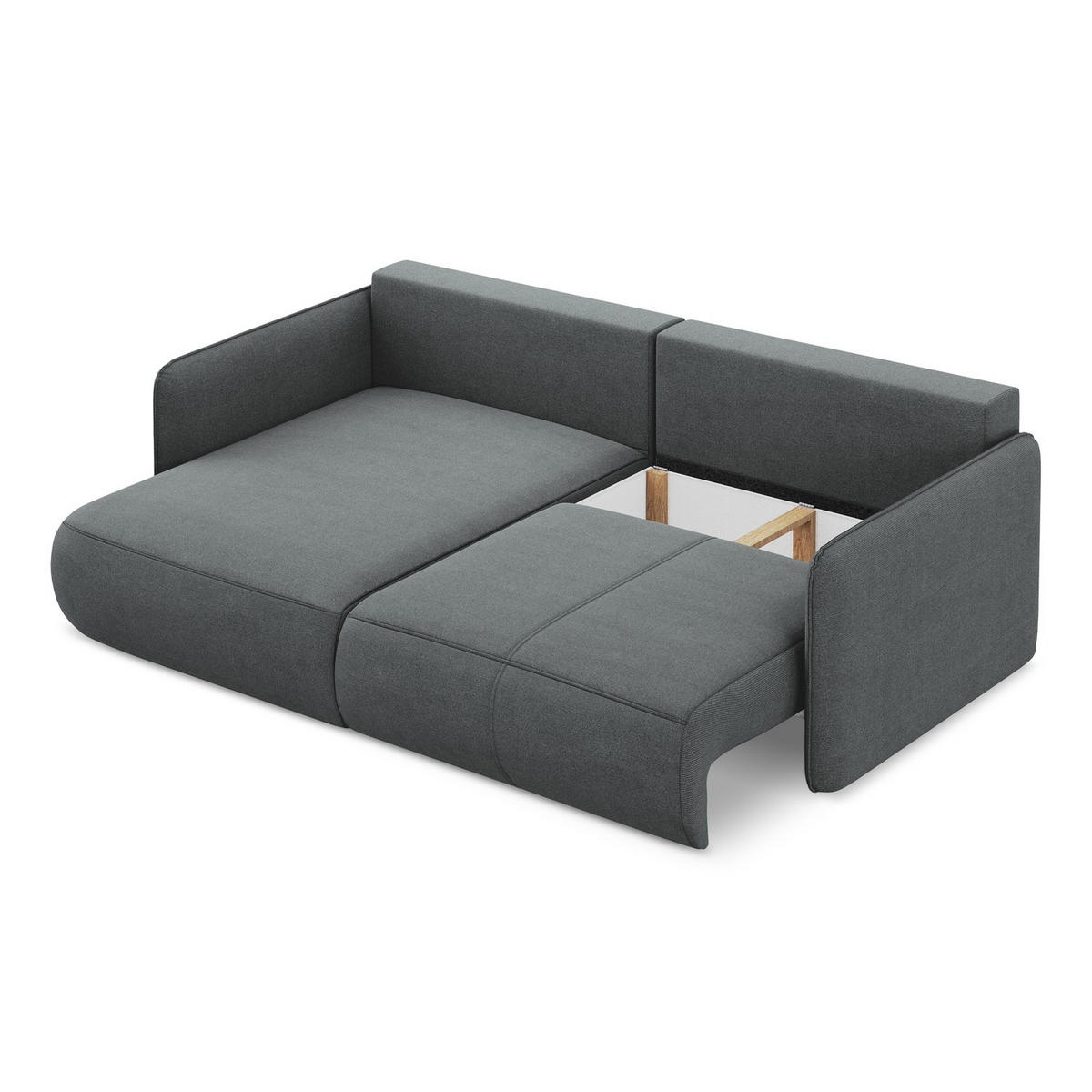 ECKSOFA mit Schlaffunktion Strukturstoff Stoff Grau - Schwarz/Grau, Kunststoff/Textil (148/207cm) - LaMiaSofa